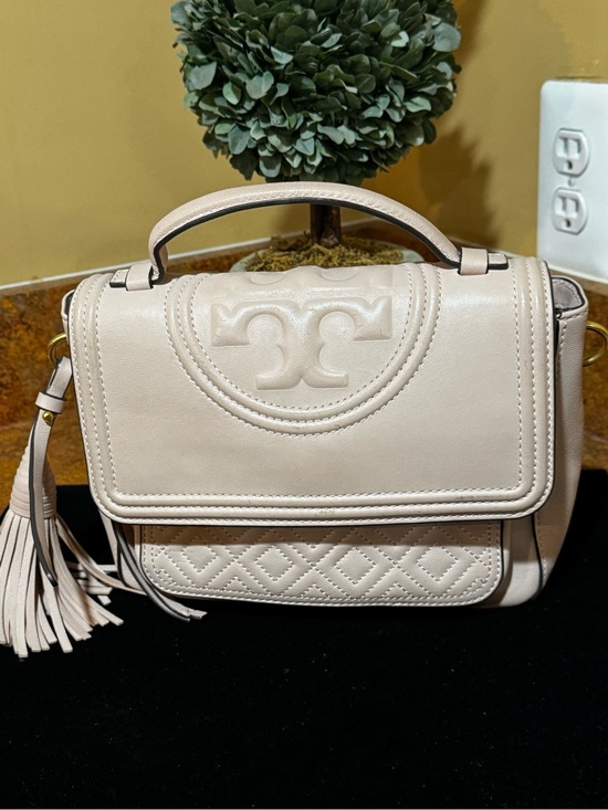 Tory Burch Handbags - Tory Burch Fleming Blush Quilted Top-Handle Satchel with Tassel
